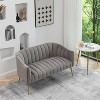 SEYNAR Modern Glam Comfy 50" Metal Legs Curved Sofa 2 Seaters Loveseat with Tufted Back - 3 of 4