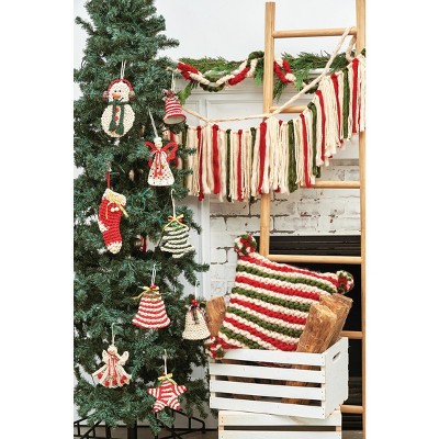 70.8" Red, Green, and White Macrame Rope Christmas Garland