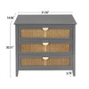 Lyngins American Style Rattan 3-Drawer Storage Cabinet, Natural Rattan Hollow Design Sideboard Cabinet, Solid Wood Veneer Buffet Cabinet,Non-Slip Pads - 4 of 4