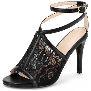 BLISSFUL STEP Women's Open Toe Ankle Strap Lace Heeled Sandals - 1 of 4
