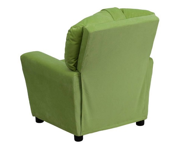 Contemporary Kids Recliner with Cup Holder Microfiber Avocado Green - Riverstone Furniture