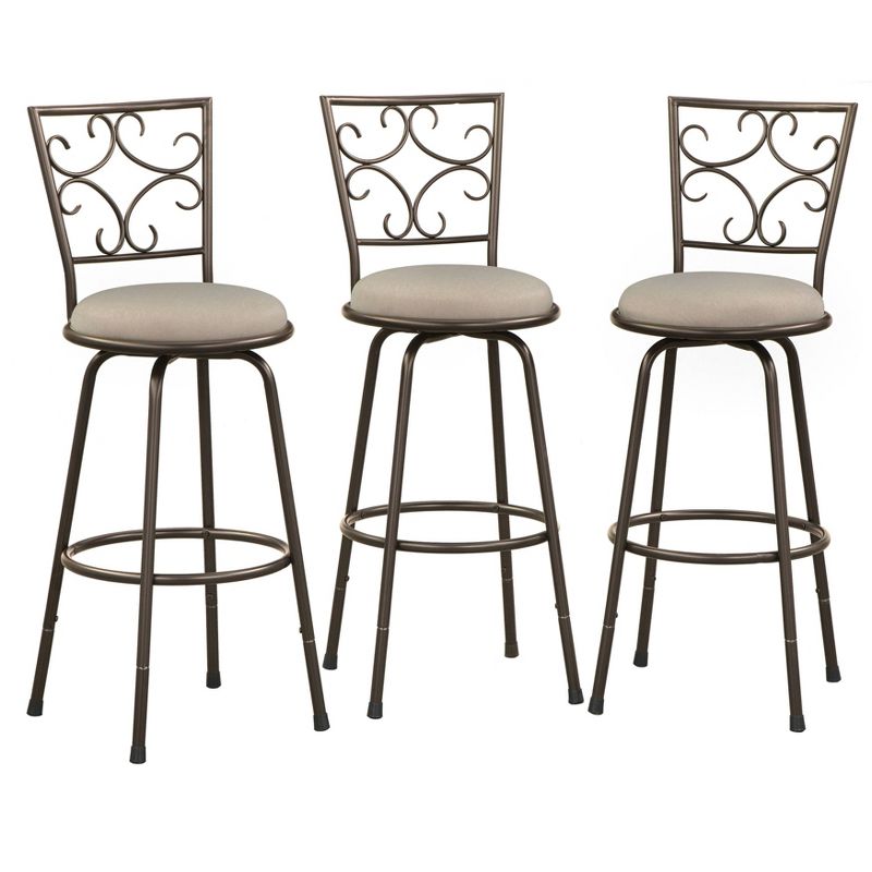 Set of 3 Claremont Adjustable Height Swivel Barstools Brown/Beige - Buylateral, 1 of 6