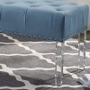 Roundhill Furniture Valley Button tufted Velvet Upholstered Bench With Acrylic Leg, Blue - 3 of 4