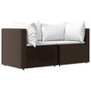VidaXL 3 Piece Patio Lounge Set with Cushions Brown Poly Rattan - 3 of 4