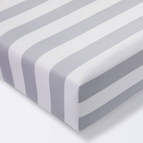 Fitted Crib Sheet Rugby Stripes - Cloud Island™ Gray - image 1 of 4
