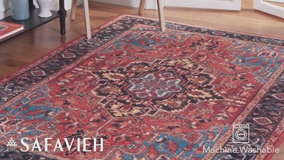 Riviera Red and Blue Square Washable Area Rug