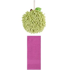 REGALWOVEN Absorbent Soft Decorative Hand Towels for Bathroom 13" x 30"/6" x 6" 2 Pcs - 1 of 4