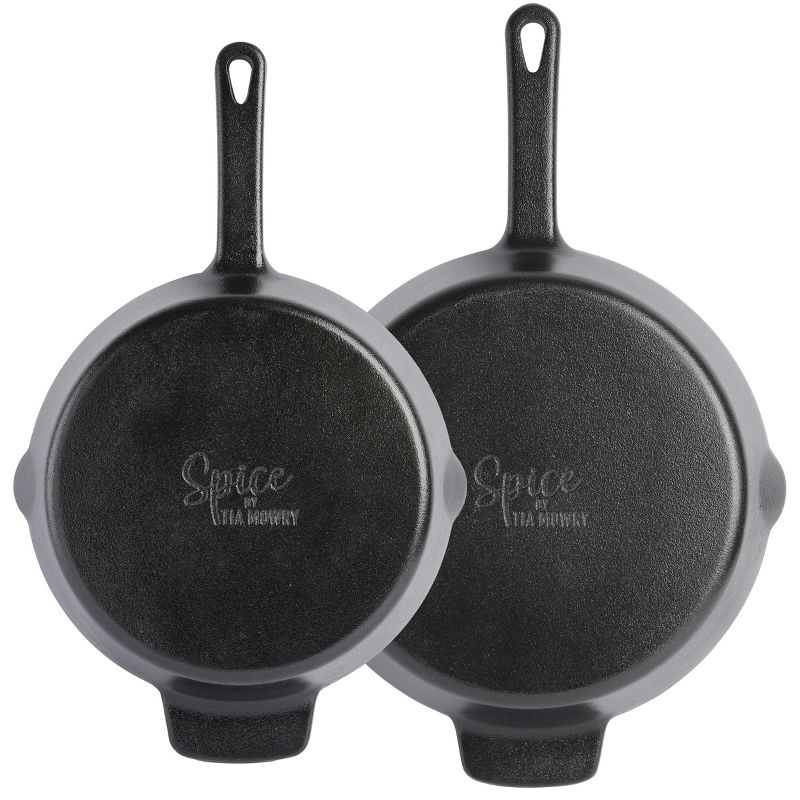 Spice by Tia Mowry Savory Saffron Pre-seasoned 2 Piece 10in and 12in Cast Iron Skillet Set, 5 of 7