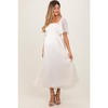 PinkBlush Cream Floral Applique Flutter Sleeved Maternity Midi Dress - 2 of 4