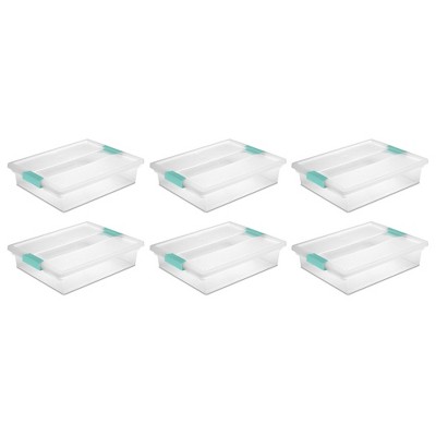 ClearView Stackable 5.7 Qt Plastic Storage Bin with Latching Lid - 6 Pack