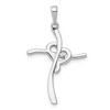 Black Bow Jewelry 14k White Gold 0.1 Ctw Champagne Diamond Heart Cross Pendant, 19x32mm - 3 of 4