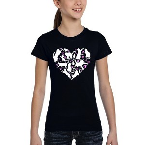 LA Pop Art Cat Heart - Girl's Word Art T-Shirt - 1 of 4