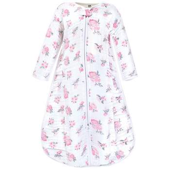 Hudson Baby Infant Girl Long Sleeve Muslin Sleeping Bag, Wearable Blanket, Sleep Sack, Pink Floral