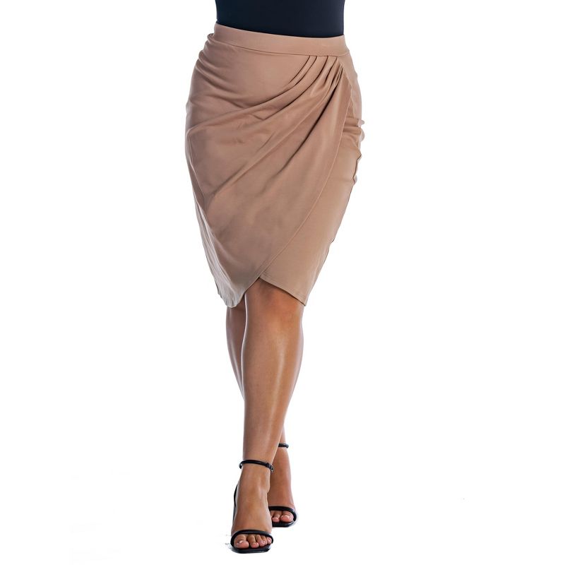Womens Plus Size Elastic Waist Knee Length Tulip Pencil Skirt, 4 of 5