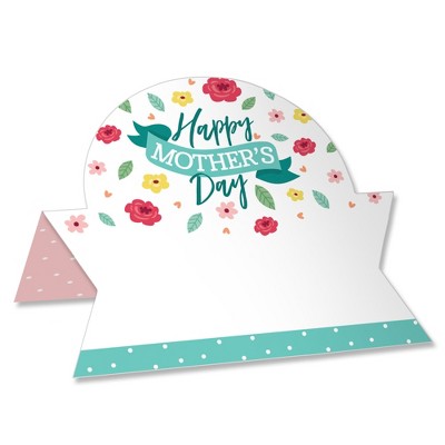Big Dot of Happiness Colorful Floral Happy Mother's Day - We Love Mom Party Tent Buffet Card - Table Setting Name Place Cards - Set of 24