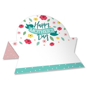 Big Dot of Happiness Colorful Floral Happy Mother's Day - We Love Mom Party Tent Buffet Card - Table Setting Name Place Cards - Set of 24 - 1 of 4