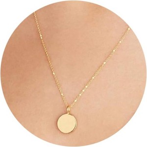 Dainty Bar & Disc Necklace for Women, Gold or Silver Elegant Fashion Jewelry - 1 of 4