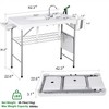 Fish Cleaning Table with Dual Sink,Portable Folding Camping Table with Foldable Faucet,Sprayer,Grid Rack & Foldable Storage Box,Outdoor Sink Station - 2 of 4