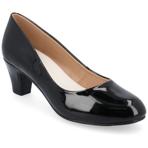 Journee Collection Womens Luu-M Comfort Insole Medium and Wide Width Round Toe Low Block Heel Pumps - 1 of 4