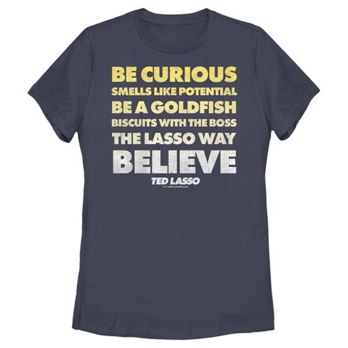 Women's Ted Lasso Be Curious Quote Stack T-shirt : Target