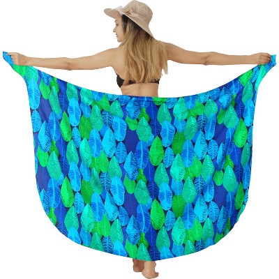 HAPPY BAY Women's Summer Bikini Wraps Beach Wrap Sarong Coverup Skirt Bathing suit Swimwear Swimsuit Coverup for Women One Size Blue, Leaf