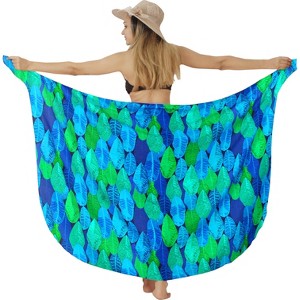 HAPPY BAY Women's Summer Bikini Wraps Beach Wrap Sarong Coverup Skirt Bathing suit Swimwear Swimsuit Coverup for Women One Size Blue, Leaf - 1 of 4