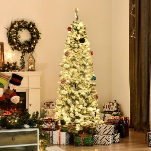 NicBex 6ft Prelit Snow Flocked Artificial Christmas Tree with 462 Branch Tips, 250 LED Lights and Metal Stand for Indoor - 1 of 4