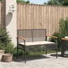 vidaXL Patio Bench with Cushion Outdoor Seating Loveseat Poly Rattan Acacia Wood - Black - 3 of 4