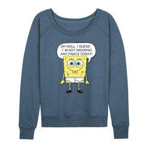 Women's - SpongeBob SquarePants - No Pants Lightweight French Terry Wide Neck Long Sleeve Shirt - 1 of 4