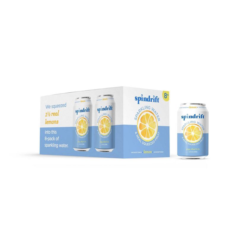 Spindrift Lemon Sparkling Water - 8pk/12 fl oz Cans, 1 of 7