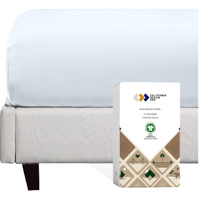 100% Organic Cotton Fitted Sheet Only| Soft & Crisp Percale| Anti-Slip Elastic & Deep Pockets by California Design Den