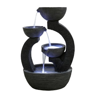 Northlight Lighted Three-tier Outdoor Garden Water Fountain - 31.5" - Black - 1 of 4