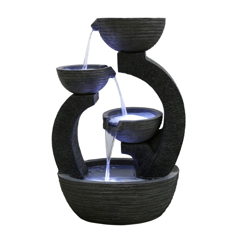 Northlight Lighted Three-tier Outdoor Garden Water Fountain - 31.5" - Black, 1 of 8