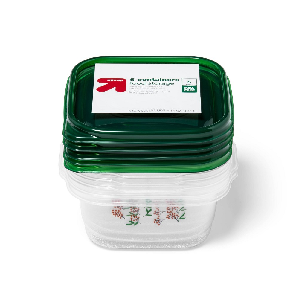 Holiday Square Food Storage Container - 14oz/5ct - up & up