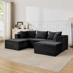 Modular Cloud Sectional Sofa w/Ottoman, No Assembly Corduroy Couch, Deep Seat u/l-Shape Sofa for Small Spaces, 4 Colors & Configurations - 1 of 4