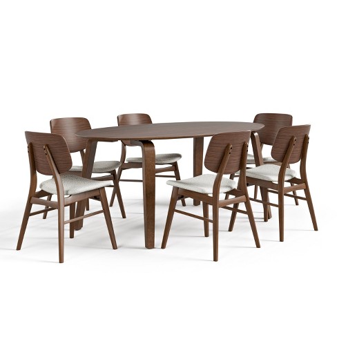 HOMES: Inside + Out 7pc Sandy Cove Mid-Century Modern Oval Dining Room Set Walnut - image 1 of 4