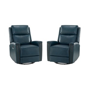 Set of 2 Hilario 30.31''Wide Genuine Leather Swivel Rocker Recliner | ARTFUL LIVING DESIGN - 1 of 4