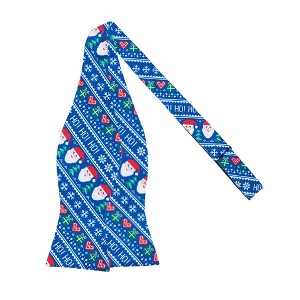 Jacob Alexander Men's Santa Claus Gifts Hearts Snowflakes Diagonal Pattern Traditional Freestyle Self-Tie Bow Tie - 1 of 3