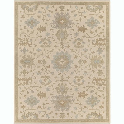 Mark & Day Ness 7'6"x9'6" Rectangle Tufted Indoor Area Rugs Beige: Stain-Resistant Wool, Traditional Botanical Design