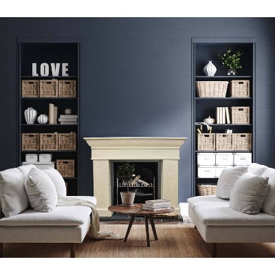 Cream Distressed Fir Wood Wall Mount Fireplace Mantel
