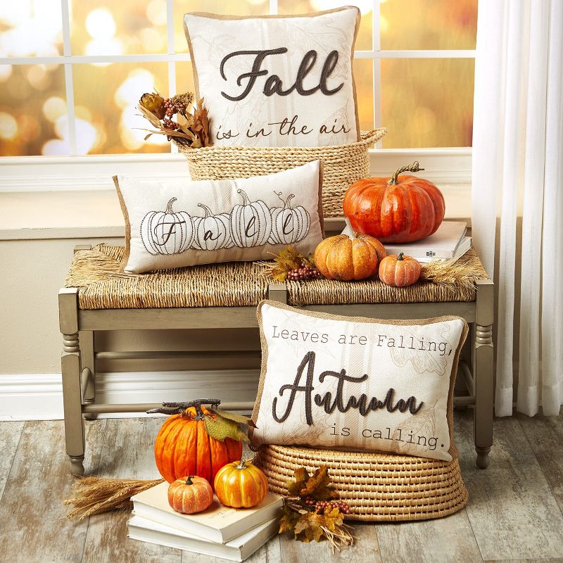 Pumpkin-Shaped or Embroidered Harvest Accent Pillows, 3 of 4