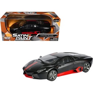 Lamborghini Reventon Matt Black with Red Stripes "Satin Paint" Series 1/24 Diecast Model Car by Motormax - 1 of 4