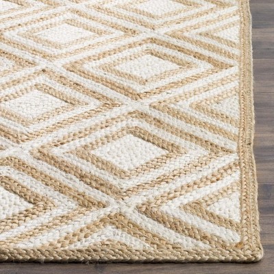 Ivory Natural Jute 6' Square Handwoven Reversible Area Rug