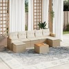 vidaXL 8 Piece Patio Sofa Set with Cushions Beige Poly Rattan - With Table - 2 of 4