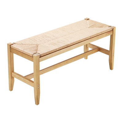 VEVOR Rattan Bench, 40" Wooden Rattan Bench, Entrywway Bench with Oak Wood Legs, Bedroom End of Bed Boho Bench with Hand Woven Rattan