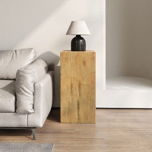 Lyngins Wood-Look Square-Column End Table, Indoor/Outdoor Side Table for Living Room, Bedroom Nightstand, MGO Patio End Table - 1 of 4