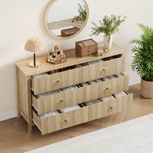 Fluted Dresser for Bedroom, 54 Inch Wide 6-Drawer Wood Dresser, Modern Chest of Drawers - 1 of 4