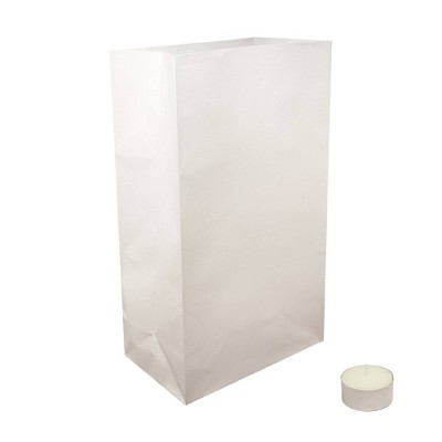 Lumabase 100ct Luminaria Kit Flame Resistant Bags and Tealight Candles