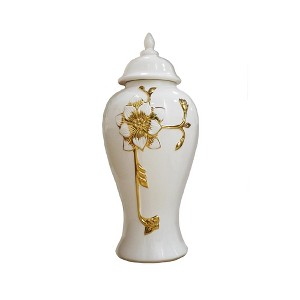 Gulches Ginger Jar with Stunning Gold Flower Design - 1 of 3