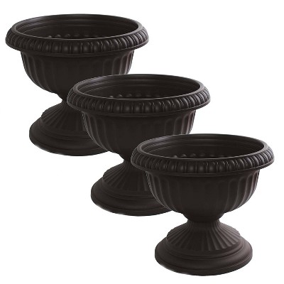 3pk 12" Grecian Urn Planter Black - Bloem
